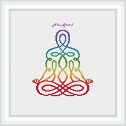 cross stitch pattern silhouette yoga contour rainbow east india meditation chakras aura counted crossstitch patterns pdf