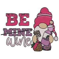 Valentine's Day Wine Gnome Embroidery Machine Design