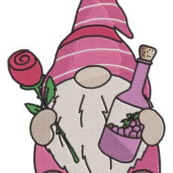 Valentine's Day Wine Gnome Embroidery Machine Design