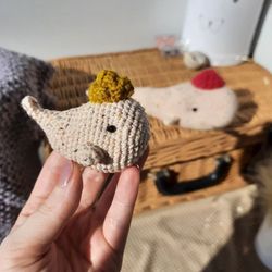 Stuffed Whale plushie toy. Farmhouse decor. Gift for best friend. Miniature Gray whale animal car accessory gift.
