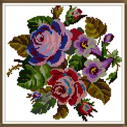 PDF Berlin Flowers - Antique Cross Stitch Pattern - Reproduction Vintage Scheme 19th century - Digital Download - 1021