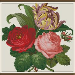 PDF Berlin Flowers - Antique Cross Stitch Pattern - Reproduction Vintage Scheme 19th century - Digital Download - 1019