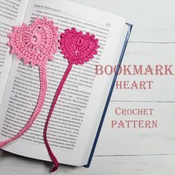 bookmark heart crochet gift valentines day, crochet bookmark tutorial, gift for book lovers