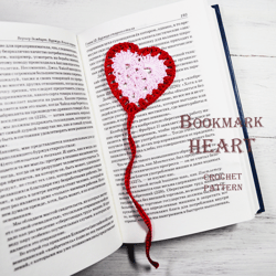 Bookmark heart  crochet Valentines Day- Crochet bookmark tutorial - Gift for book lovers