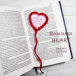 bookmark heart crochet valentines day- crochet bookmark tutorial - gift for book lovers