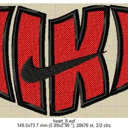 Nike embroidery design in the shape of a heart