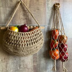 Handmade Hanging Baskets Wall Decor Kitchen Storage Fruit Baskets Easter Gift Set RV Decor Rustic style kitchen decor