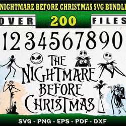 200 NIGHTMARE BEFORE CHRISTMAS MEGA BUNDLE SVG, PNG, DXF, EPS files