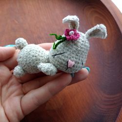Tiny Bunny plush, Easter bunny plushie, Stuffed bunny animal, Amigurumi bunny, Miniature bunny, Long distance friendship