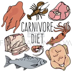 carnivore diet organic healthy food vector illustration set
