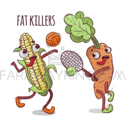 carrot corn sport cartoon vegetables vector illustration set
