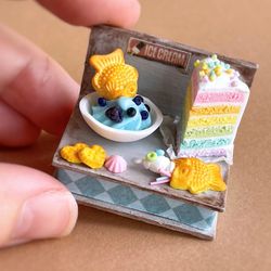 Doll miniature set of sweet pastries for dollhouse games, scale 1:12, polymer plastic