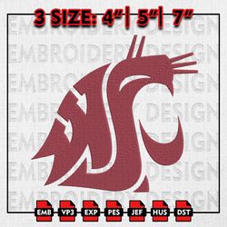 Washington State Cougars Football Team Embroidery file, NCAAF teams Embroidery Designs, College Football, Machine Embroi