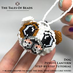 Beaded Dog Pattern Peyote Ball / Peyote Dog Tutorial Seed Bead Zodiac Animals Ornament