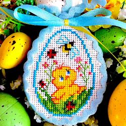 DUCK BOY EASTER EGG Ornament cross stitch pattern PDF by CrossStitchingForFun Instant Download, Easter Egg cross stitch