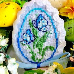 LILY OF THE VALLEY EASTER EGG Ornament cross stitch pattern PDF by CrossStitchingForFun Instant Download