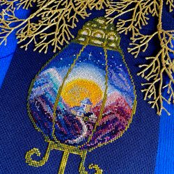 moon lantern cross stitch pattern pdf by crossstitchingforfun, instant download, modern cross stitch pattern pdf