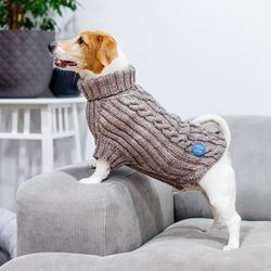 Comfy knitted dog sweater. Back length 17 inches, 45 cm. Warm clothes for dogs. Size L