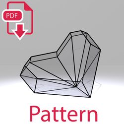 stained glass terrarium 008 pattern heart. printable pattern. diy terrarium template