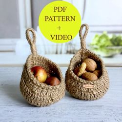 crochet baskets pattern hanging wall basket gift handmade crochet tutorial pdf download pdf pattern kitchen trends