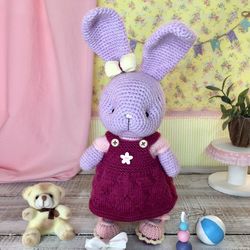 Cutie lilac stuffed animal plush bunny