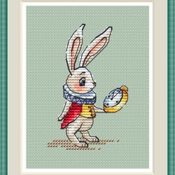 Rabbit Cross Stitch Pattern Alice in Wonderland Cross Stitch Pattern Bunny Cross Stitch Pattern Baby Cross Stitch