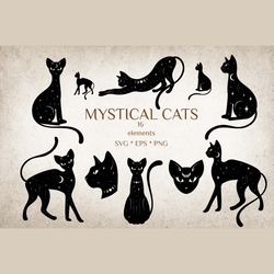 Cat svg, cat silhouette, black cat for cricut, exceptional black cat, svg, png, vector, engraving, cutting.