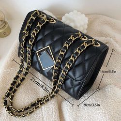 Womens Quilted Embossed Metallic Decor Chain Bag