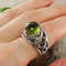 olive-green-glass-ring-silver-snake-adjustable-ring-jewelry