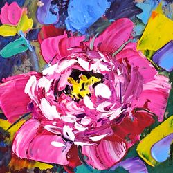 Peony Impasto Painting Peonies Original Art Flowers Oil Painting Floral Wall Art
