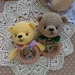 PATTERN Crochet Rattle Toy Bear. PATTERN Amigurumi Bear Rattle. Tutorial crochet toy animal pdf.