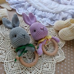 PATTERN Crochet Rattle Toy Bunny. PATTERN Amigurumi Bunny Rattle. Tutorial crochet toy animal pdf.