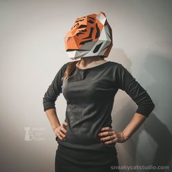 Tiger Mask - full head cosplay mask - 3D Papercraft template Digital pattern for printing and cutting (pdf, svg*, dxf*)