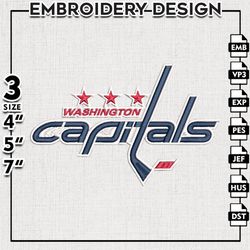 Washington Capitals Embroidery file, NHL Embroidery Designs, Hockey Team, Machine Embroidery Design, Digital Download