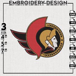 Ottawa Senators Embroidery file, NHL Embroidery Designs, Hockey Team, Machine Embroidery Design, Digital Download