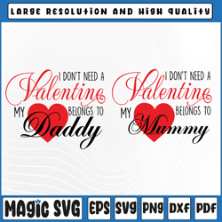 My Heart Belongs to Mummy Daddy Svg Valentine's Day, Digital Download
