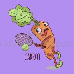 carrot tennis sport cartoon vegetable vector illustration
