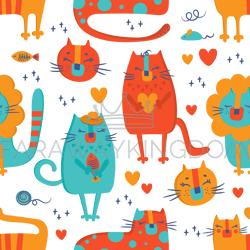 cat circus hand drawn seamless pattern vector illustration