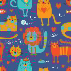 cat cloth hand drawn seamless pattern vector illustration