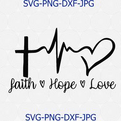 Faith Hope Love Svg, Religious Svg, Christian Svg, png, dxf