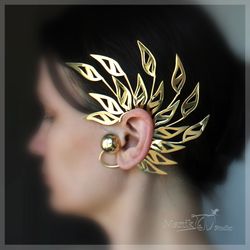 Handmade jewelry ear cuff | autumn leaf fall | unisex jewelery | Male cuff