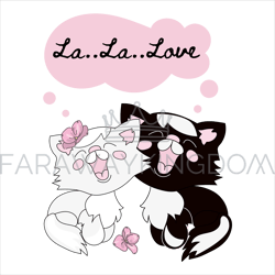 cat love valentine day party cartoon vector illustration set