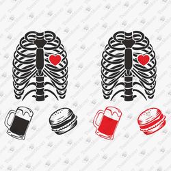 Skeleton Food Drinks Halloween Graphic Foodie T-Shirt Design SVG Cut File