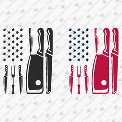 Chef Knife Flag USA Patriotic Chef Culinary Vinyl SVG T-Shirt Design