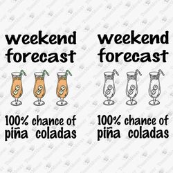 Weekend Forecast Pinacoladas Drinking Humorous T-Shirt Design SVG Cut File