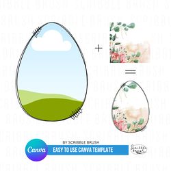 Add Your Own Pattern Easter Egg Canva Photo Frame Customisable Template