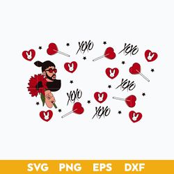 bad bunny lollipop flower full wrap svg, bad bunny vanlentine svg, valentine's day svg