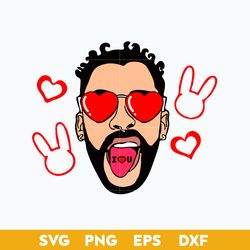 bad bunny valentine svg, bad bunny svg, bad bunny with cute sunglasses svg