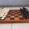 soviet vintage chess set: carbolite chessmen wooden borad