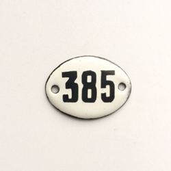 Small enamel metal 385 address number sign vintage
